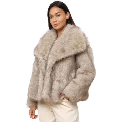 Charlotte's™ Women's Faux Fur Cropped Coat – Loose Fit, Stand Collar, Soft & Warm for Autumn/Winter