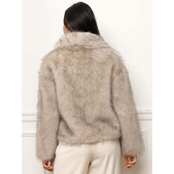 Charlotte's™ Women's Faux Fur Cropped Coat – Loose Fit, Stand Collar, Soft & Warm for Autumn/Winter