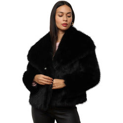 Charlotte's™ Women's Faux Fur Cropped Coat – Loose Fit, Stand Collar, Soft & Warm for Autumn/Winter