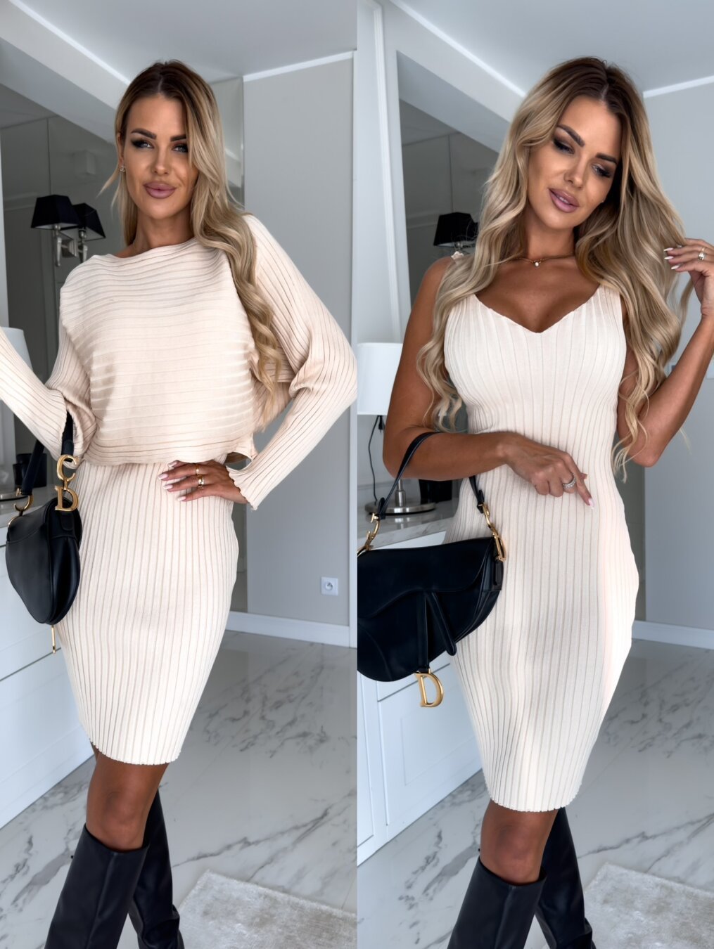 Stylish warm dress and top